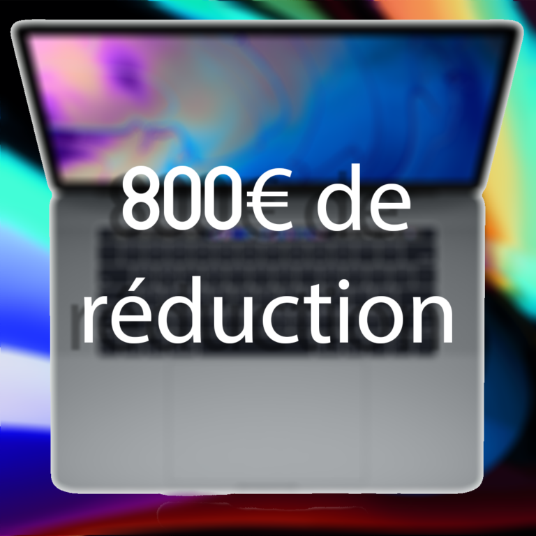 800€ de réduction sur le MacBook Pro Touch Bar 2019 et 300€ offerts pour les adhérents